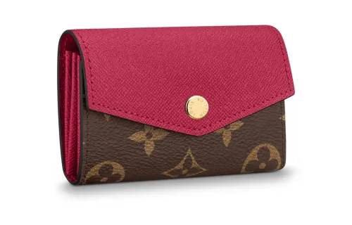 LOUIS VUITTON Sarah Coated Canvas With Cow Leather Trim Wallet Women's Brown/Red