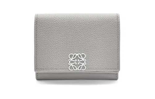 LOEWE Anagram Pebble Texture Calfskin Wallet Women's Gray