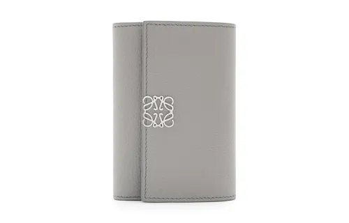 LOEWE Anagram Pebble Texture Calfskin Wallet Small Women's Gray