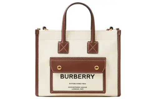 Burberry Freya Adjustable Strap Cotton Canvas With Leather