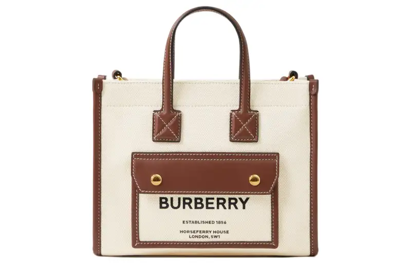 Burberry Freya Adjustable Strap Cotton Canvas With Leather