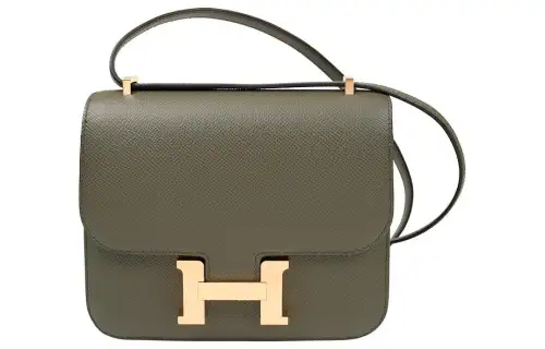 HERMES Constance Epsom Leather Shoulder Bag, Crossbody Bag 19 Women's C6 VertDeGris Gray Green