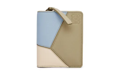 LOEWE Puzzle Classic Calfskin Wallet Women's Blue/Sage Green/Beige