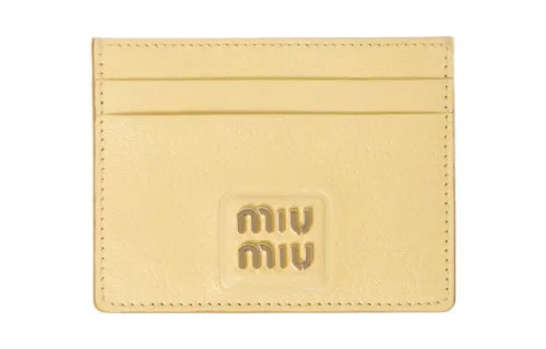 MIU MIU Leather Card Holder Card Holder Women's Yellow