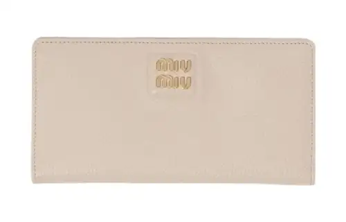 MIU MIU Leather Wallet Large Women's Pink White
