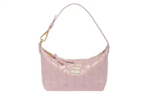 MIU MIU Matelassé Shiny Patent Leather Calfskin Handbag Regular Women's Pink