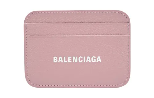 Balenciaga Logo Print 4 Card Slots 1 Slip Pocket Cash Card Holder Pink/White