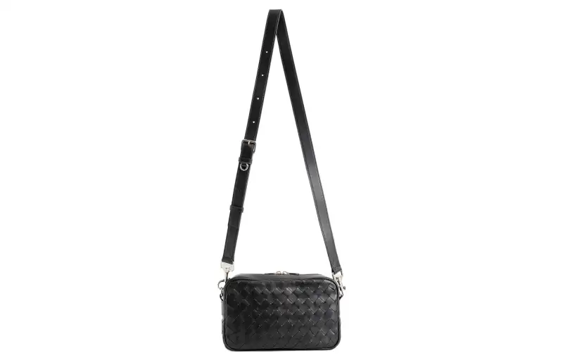 Bottega Veneta Cow Leather With Leather Crossbody Bag, Shoulder Bag Men's Black