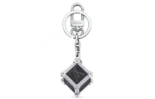 LOUIS VUITTON Monogram Eclipse Keychains Unisex Silver