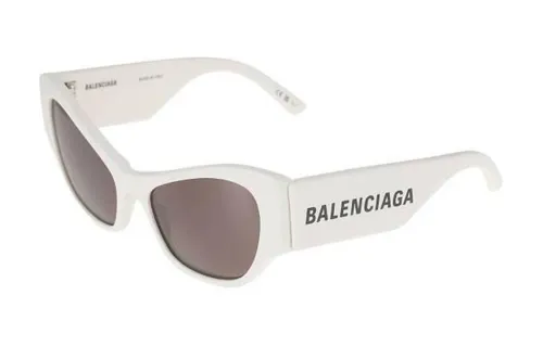 Balenciaga Plate Frame Irregular Shape Sunglasses Women's White