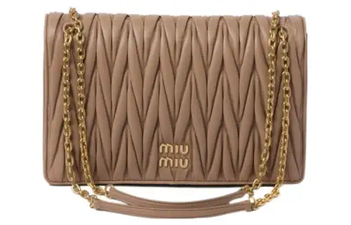 MIU MIU Matelassé Leather Crossbody Bag, Shoulder Bag Women's Brown