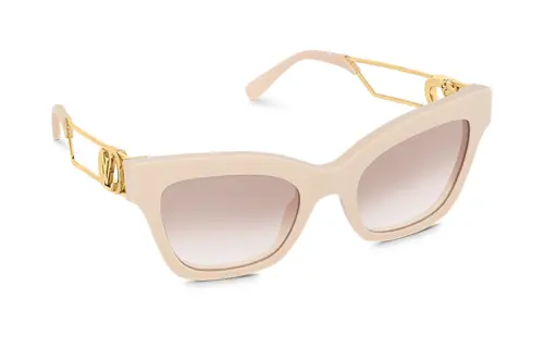 LOUIS VUITTON Plate Frame Irregular Shape Sunglasses Women's Dusty Pink