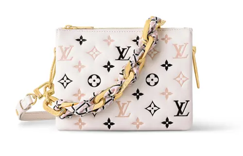 LOUIS VUITTON Coussin Sheepskin Shoulder Bag, Crossbody Bag Small Women's Beige