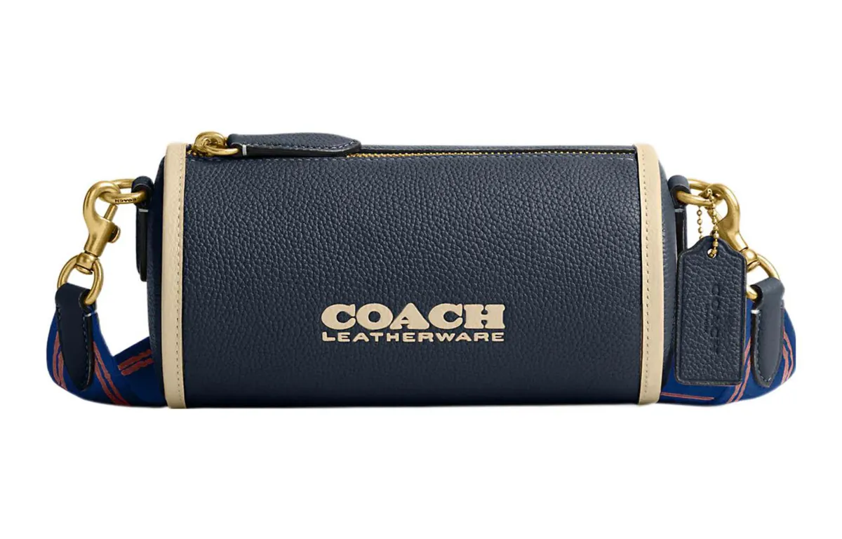 COACH Barrel Pebbled Leather Crossbody Bags Regular Women's Marine Blue