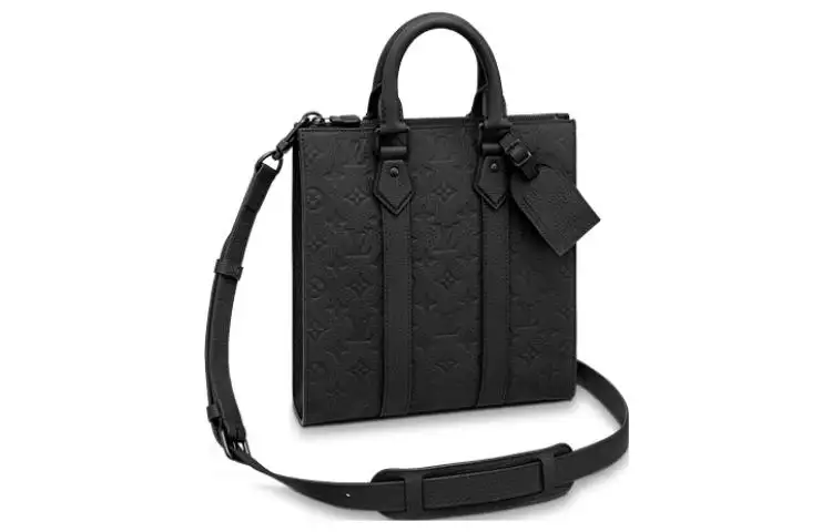 LOUIS VUITTON Sac Plat Cow Leather Sheet Music Bag, Handbag, Shoulder Bag, Crossbody Bag Regular Men's Graphite Black