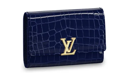LOUIS VUITTON Capucines Polished Crocodile Leather Wallet Women's Sapphire