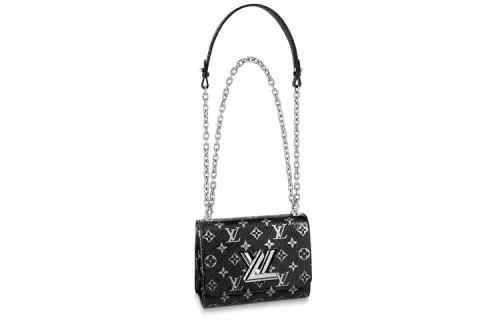 LOUIS VUITTON Twist Python Skin Shoulder Bag, Crossbody Bag Small Women's Black