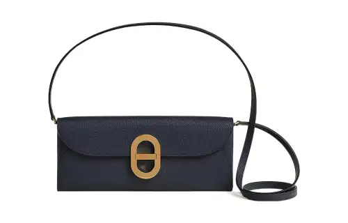 HERMES Chaine D'Ancre To Go Detachable Strap Epsom Calfskin Wallet Women's 76 BleuIndigo Indigo