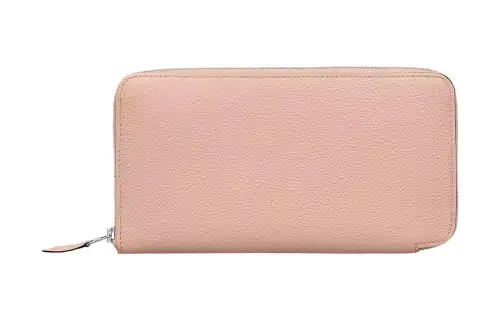 HERMES Azap Palladium plated Metal Togo Calfskin Wallet Women's P1 Rose Eglantine Rose Pink