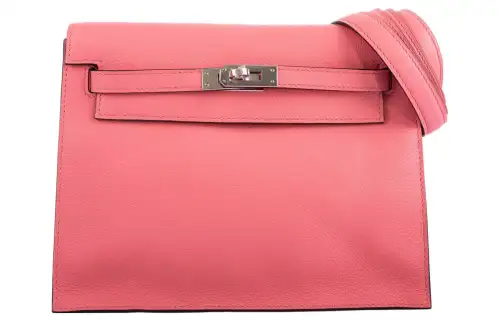 HERMES Kelly Danse Evercolor Calfskin Shoulder Bag, Crossbody Bag 22 Women's K4 Rose D'Ete Summer Rose Pink