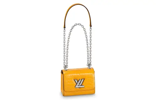 LOUIS VUITTON Twist Crocodile Leather Shoulder Bag, Crossbody Bag Mini Women's Yellow