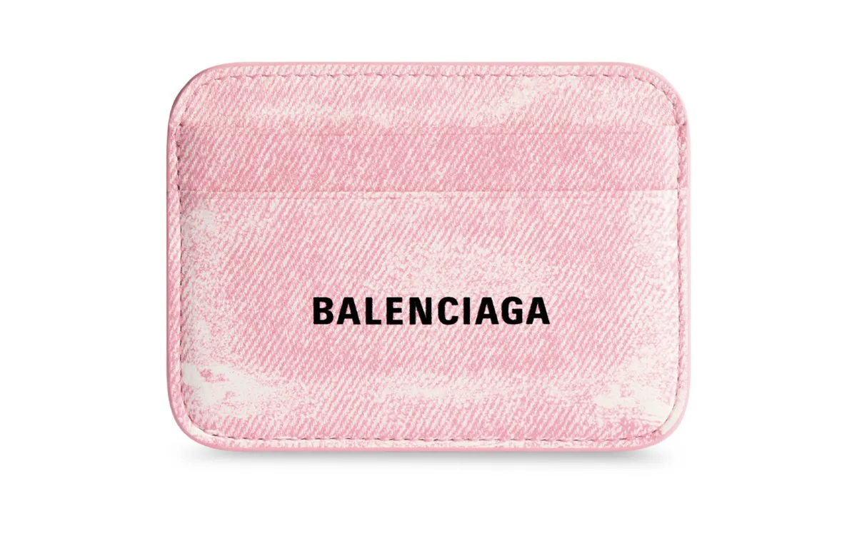 Balenciaga Cash Nappa Sheepskin Card Holder Women's Pink