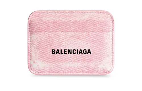 Balenciaga Cash Nappa Sheepskin Card Holder Women's Pink