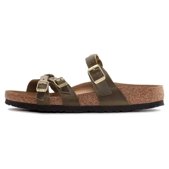 Birkenstock Franca Oiled Leather Narrow Fit Sandals 'Olive Green' Women's