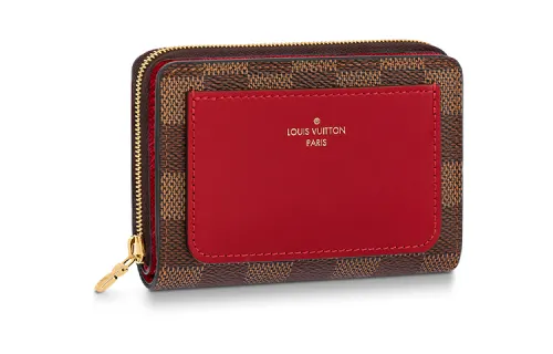 LOUIS VUITTON Canvas Coin Purse Women's Red/Brown