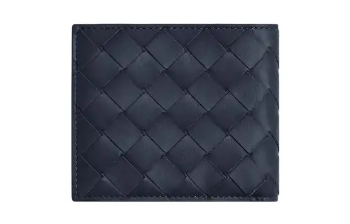 Bottega Veneta Cow Leather Wallet Men's Space Blue/Gold Brown
