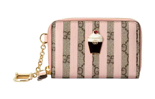 GUCCI Canvas Card Holder, Coin Purse Women's Pink