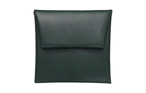 HERMES Bastia Chamkila Goat Skin Coin Purse Women's V0 Vert Rousseau Green