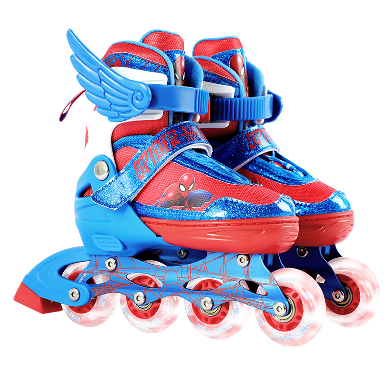 MESUCA Mescar ×MARVEL Marvel Co-branded children's roller skates, eight-wheel all-flash, adjustable size, new children's in-line roller skates