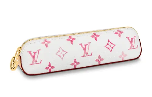 LOUIS VUITTON Coated Canvas With Leather Trim Pen Pouch Storage Bag Women's White/Pink