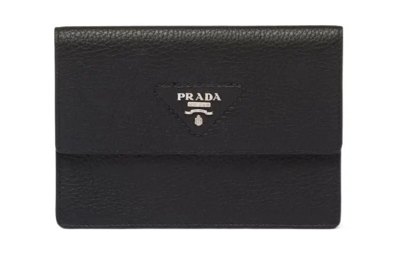 PRADA Saffiano Leather Card Holder, Wallet Men's Black