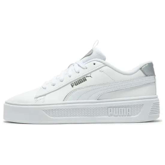 PUMA Smash Platform Skateboarding Shoes Women's Low-top White/Silver