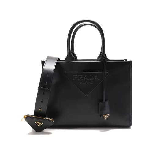 PRADA SS23 CHINESE NEW YEAR Leather Tote Bag, Shopping Bag, Crossbody Bag, One Shoulder Handbag Women's Black