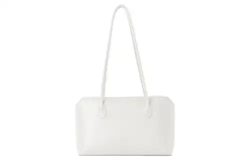 THE ROW Top Zip Closure Fine Grain Calfskin Shoulder Bag Women's White