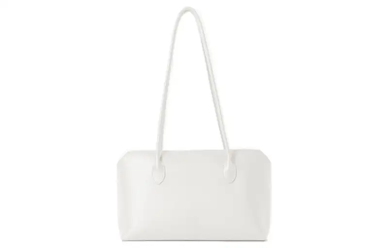 THE ROW Top Zip Closure Fine Grain Calfskin Shoulder Bag Women's White