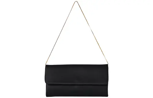 THE ROW Aurora magnetic flap closure chain shoulder strap smooth satin leather clutch bag hand shoulder bag women's black