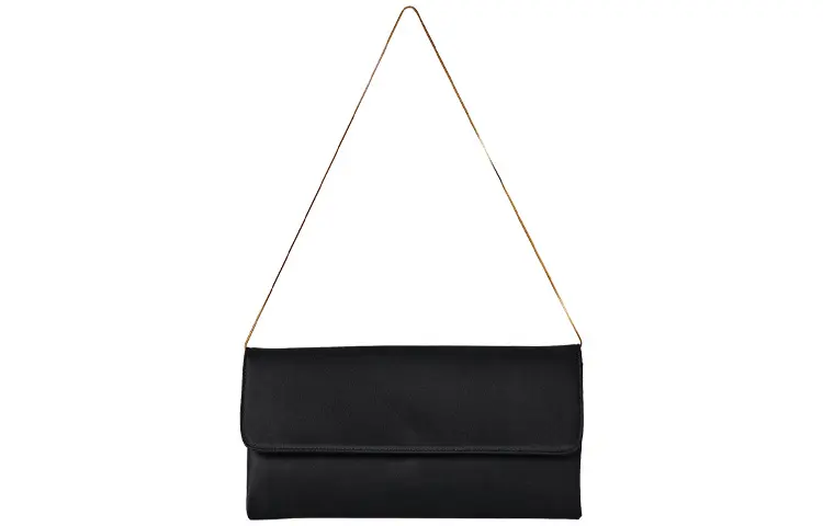 THE ROW Aurora magnetic flap closure chain shoulder strap smooth satin leather clutch bag hand shoulder bag women's black