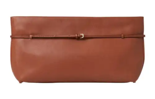THE ROW Sienna Leather Clutch Women's Brown