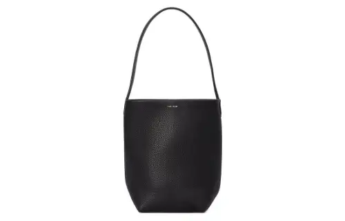 THE ROW Foldable shopping bag, leather small black one-shoulder bag