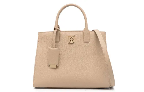 Burberry Frances Grain Calfskin Tote Bag, Shopping Bag, Handbag Mini Women's Beige