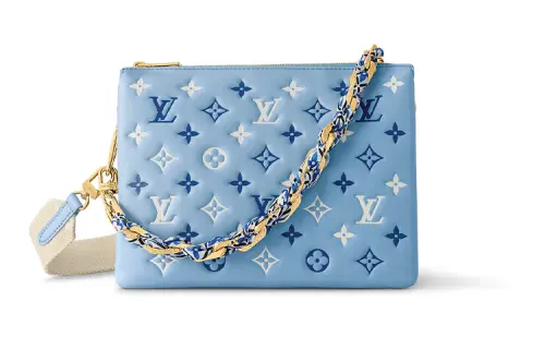 LOUIS VUITTON Coussin Lambskin Shoulder Bag, Crossbody Bag Small Women's Blue