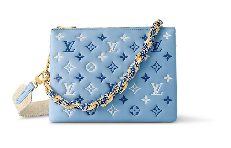 LOUIS VUITTON Coussin Lambskin Shoulder Bag, Crossbody Bag Small Women's Blue