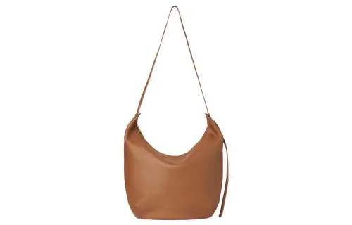 THE ROW N/S Allie Roughened Calfskin Shoulder Bag, Croissant Bag, Shoulder Bag, Crossbody Bag Extra Large Women's Camel