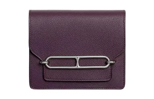 HERMES Roulis Evercolor Calfskin Pig Nose Clutch, Fanny Pack, Wallet Women's Blackcurrant/Royal Blue