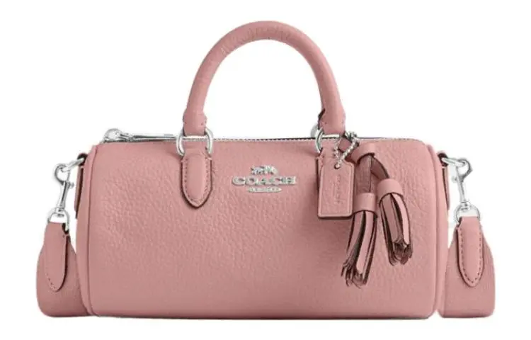 COACH Lacey Pebbled Leather Boston Crossbody Bag, Handbag Small Women's Light Pink
