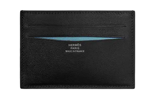 HERMES Citizen Twill Swift Calfskin Card Holder Men's Black